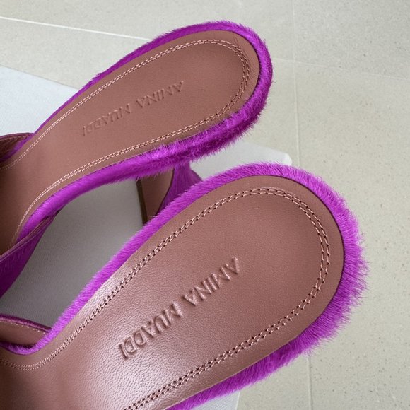 New Amina Muaddi Fiona Pony Mule Pony Pink, 38.5 with Box Tag - Picture 5 of 15
